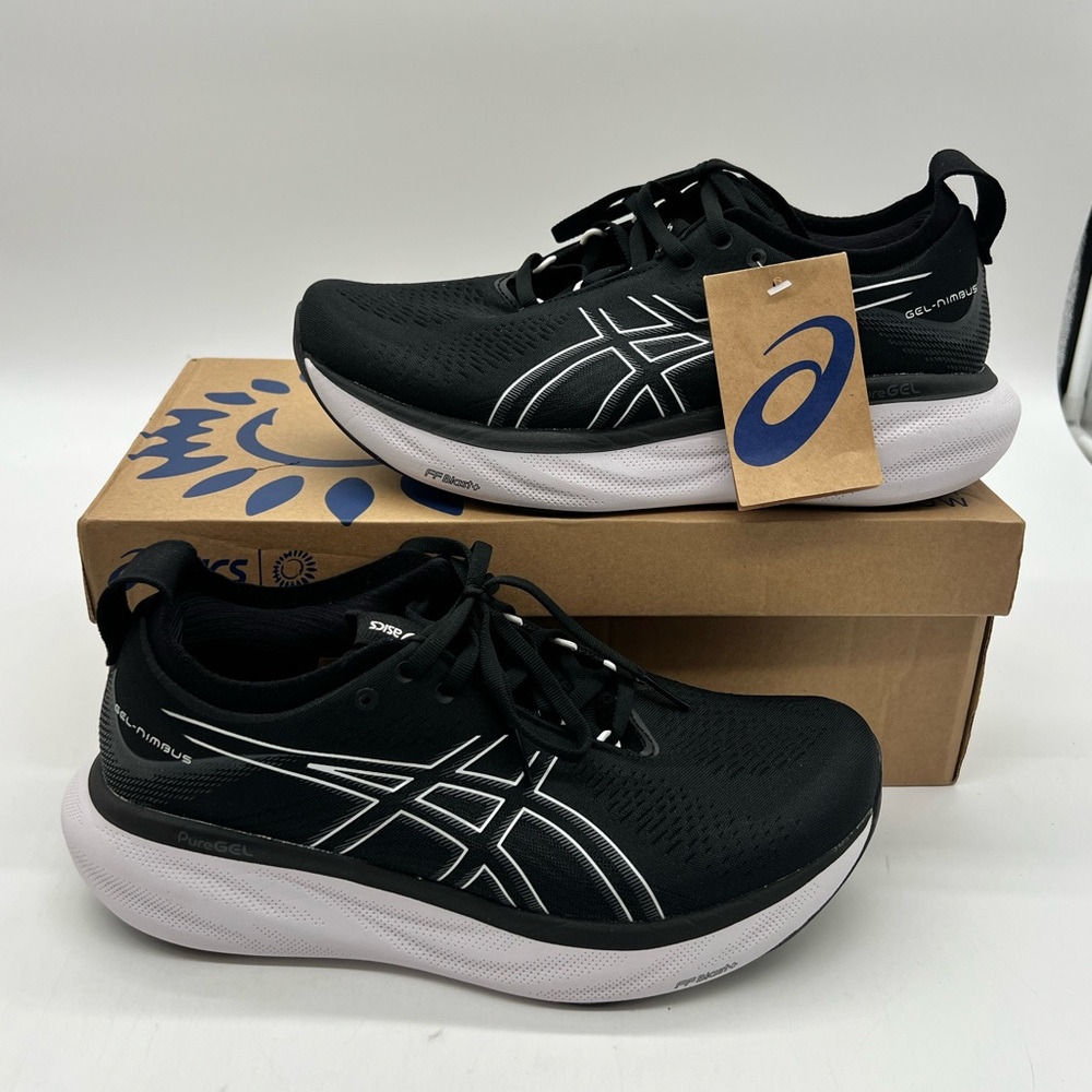 Asics Gel Nimbus 25 Shoes Men Sz 9 Extra Wide Black Pure Silver Running Sneakers